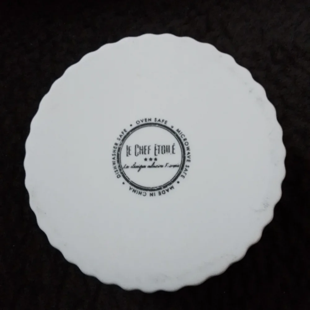 White ramekin with rooster lid